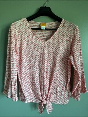 Ruby Rd. Red Tie-Front V-Neck Women’s Top